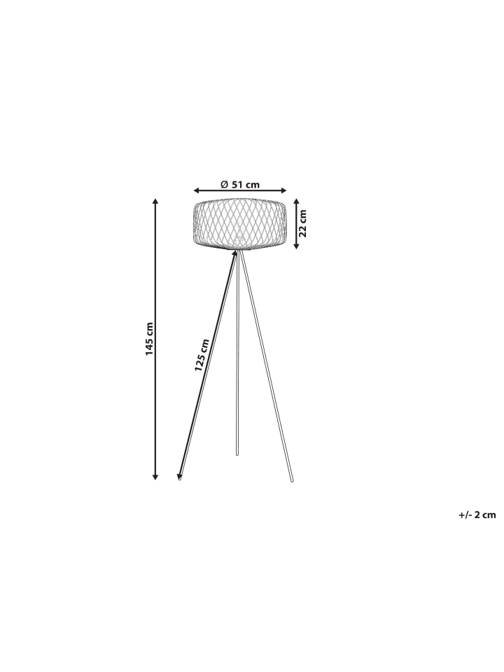 Beliani Stehleuchten JAVARI in Schwarz/Heller Holzfarbton - (W) 51 x (H) 145 x (L) 51 cm günstig kaufen onesize