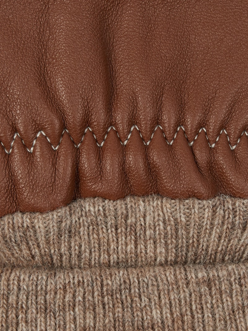 Touchscreen-Fäustlinge aus Leder Modell 'Jenny' in cognac
