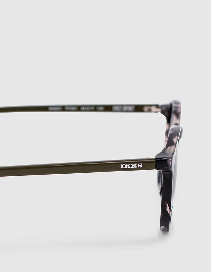 Lunettes solaires écaille noire branches kaki mixte