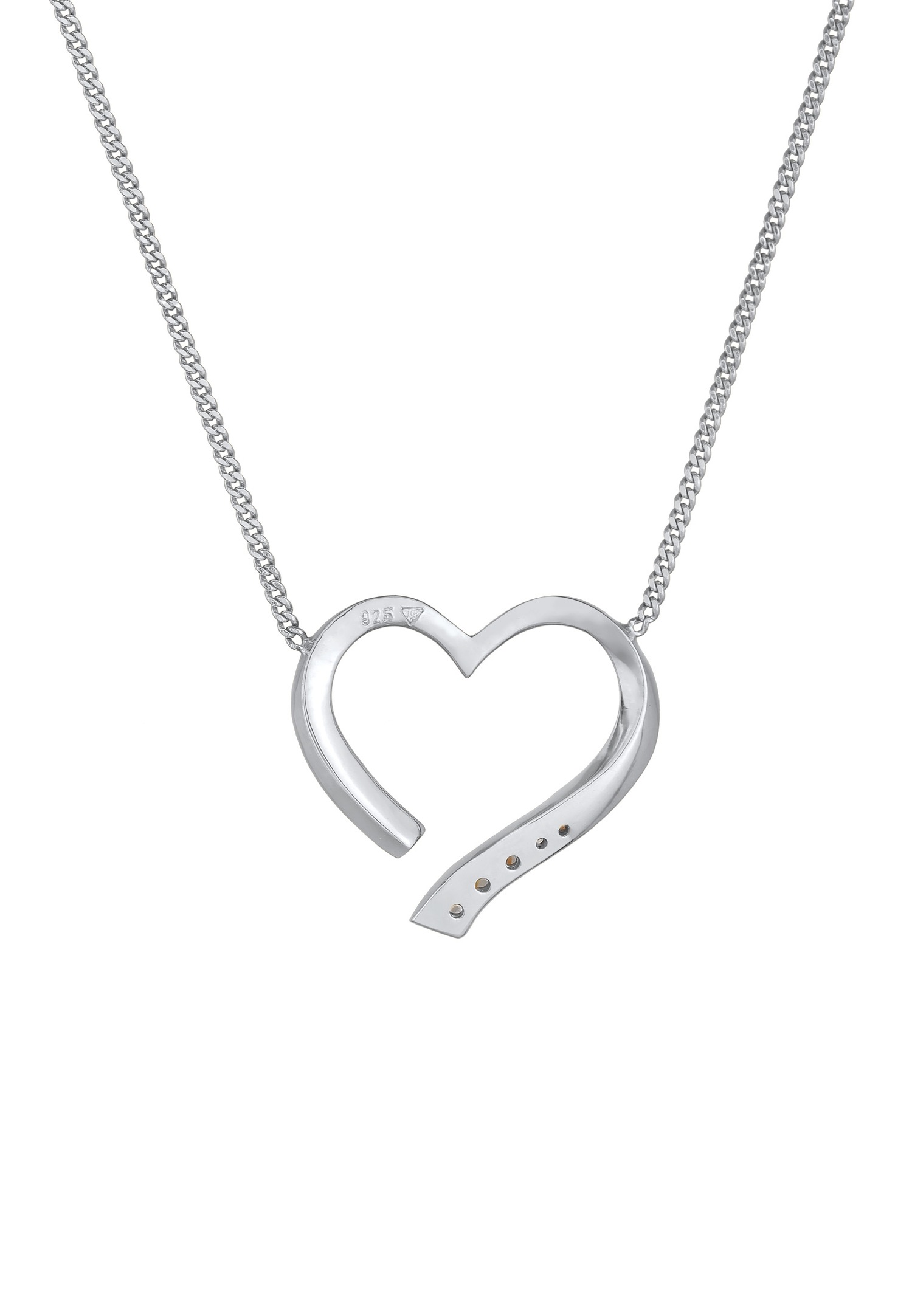 Elli DIAMONDS Ženski privjesak u obliku srca, Ženstvena ljubav s dijamantom (0,055 ct.) od 925 sterling srebra
