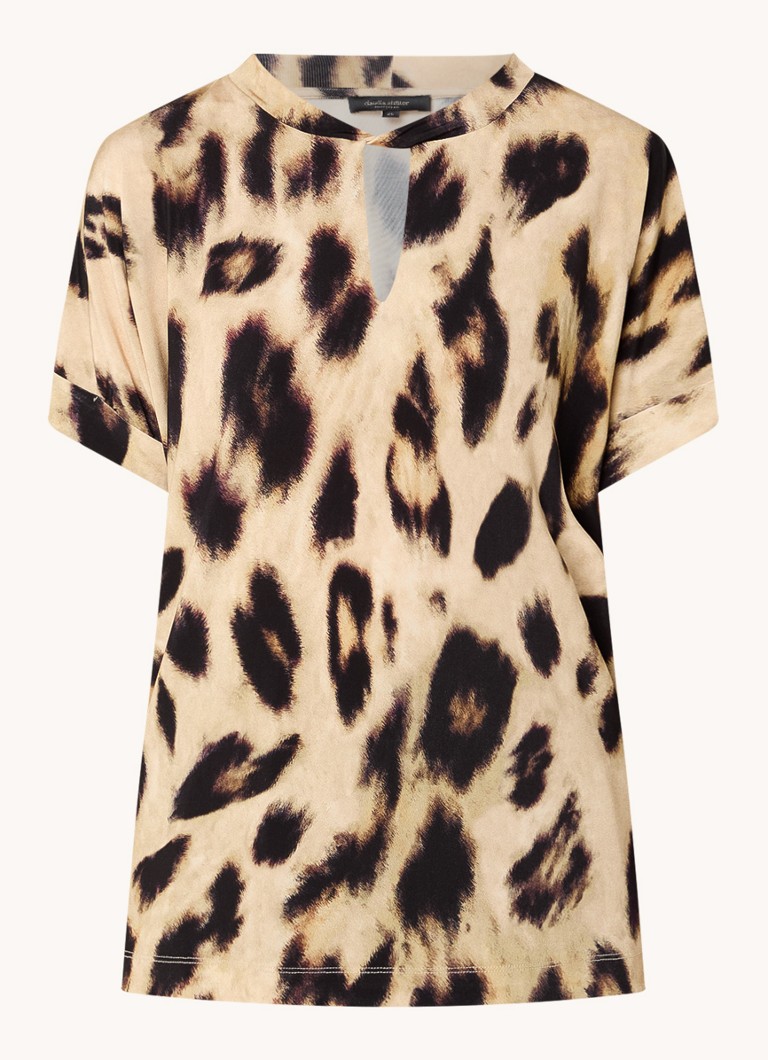 Claudia Sträter Top with leopard print and cut-out detail