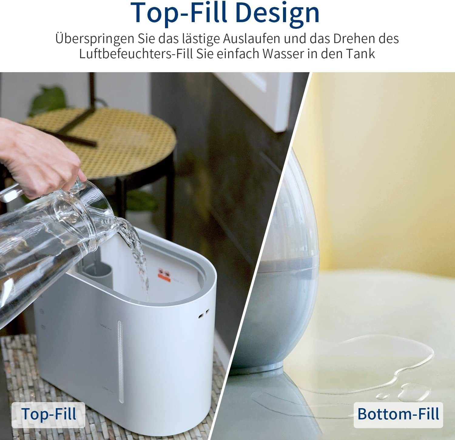 AIRROBO Luftbefeuchter HU450 , 360-Grad-Rotationsdüsen, automatische Abschaltung, 4,30 l Wassertank, Ultraschall-Technologie, Raumbefeuchter, Calmist 3.0™ Technologie