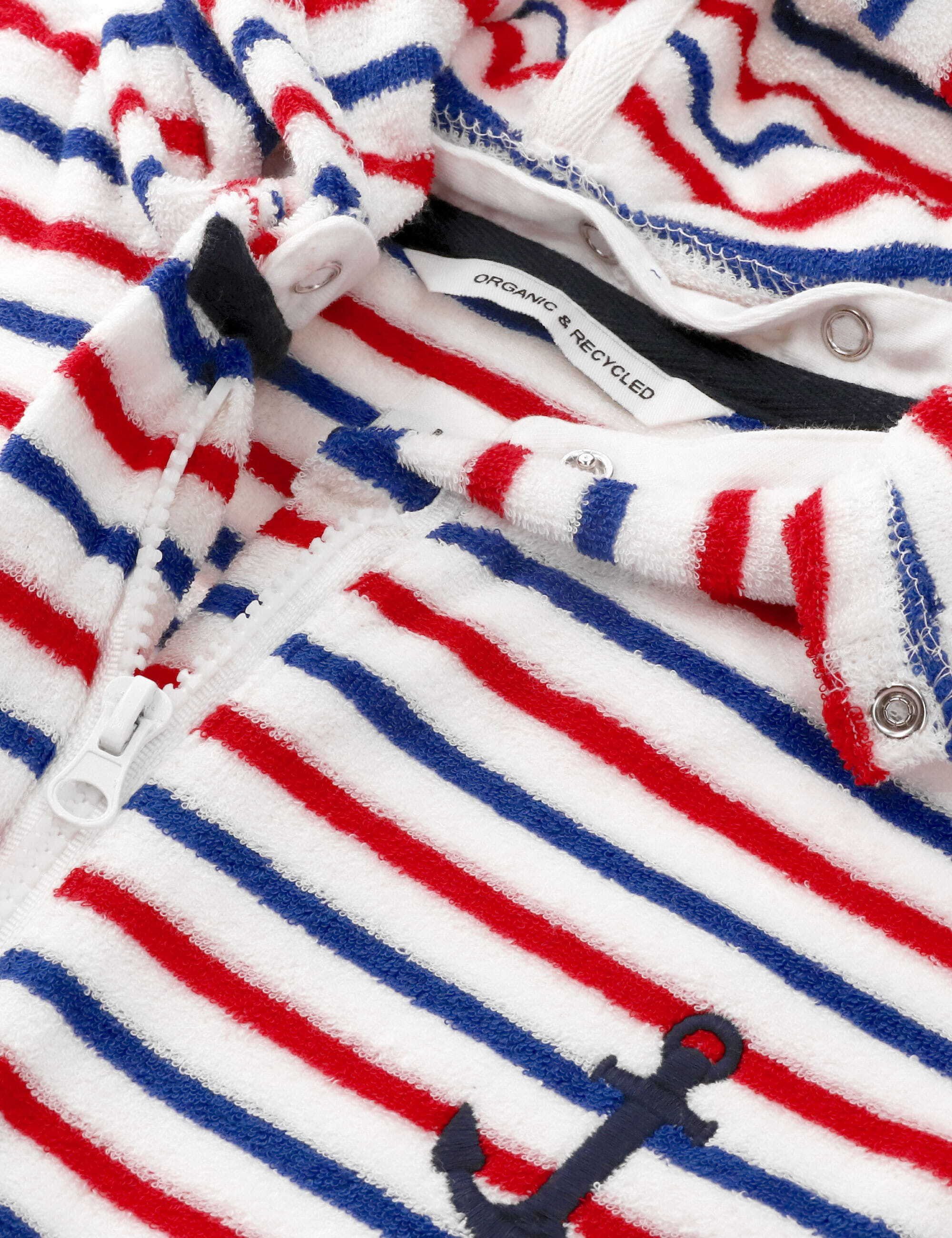 ebbe kids Kinderbademantel Bademantel Anker Streifen, Kurz, recyceltes Polyester, Bio Baumwolle, Reißverschluss