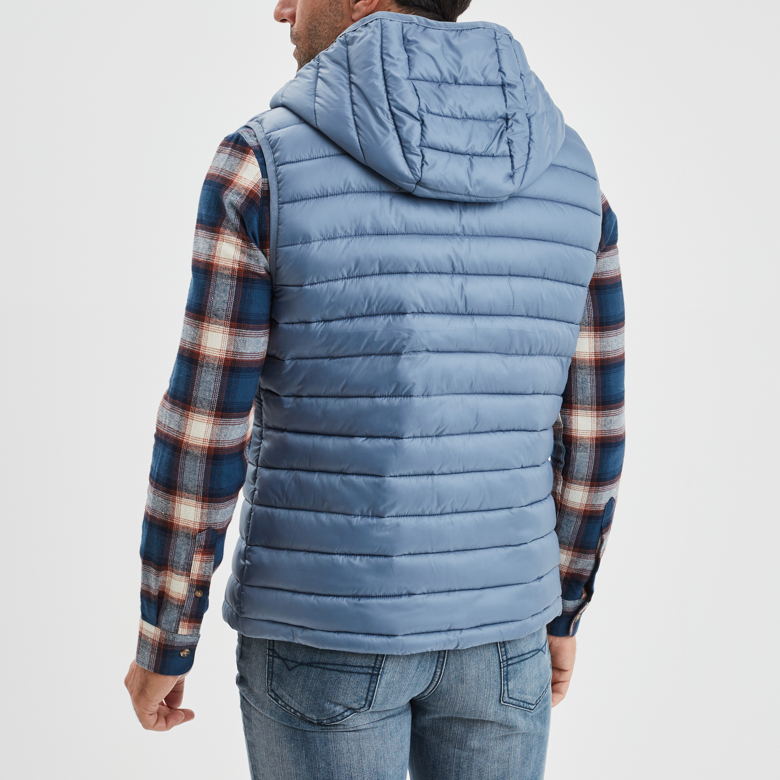 Doudoune sans manches à capuche Creeks bleu gris homme | La Halle