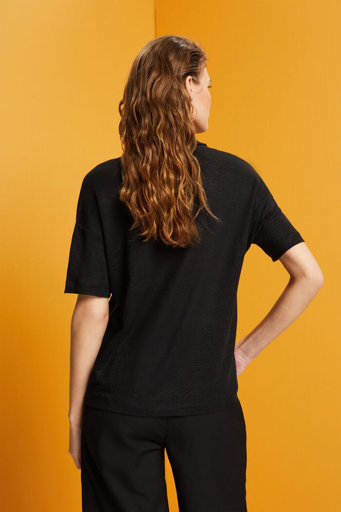 T-Shirt mit Polokragen, 100 % Leinen