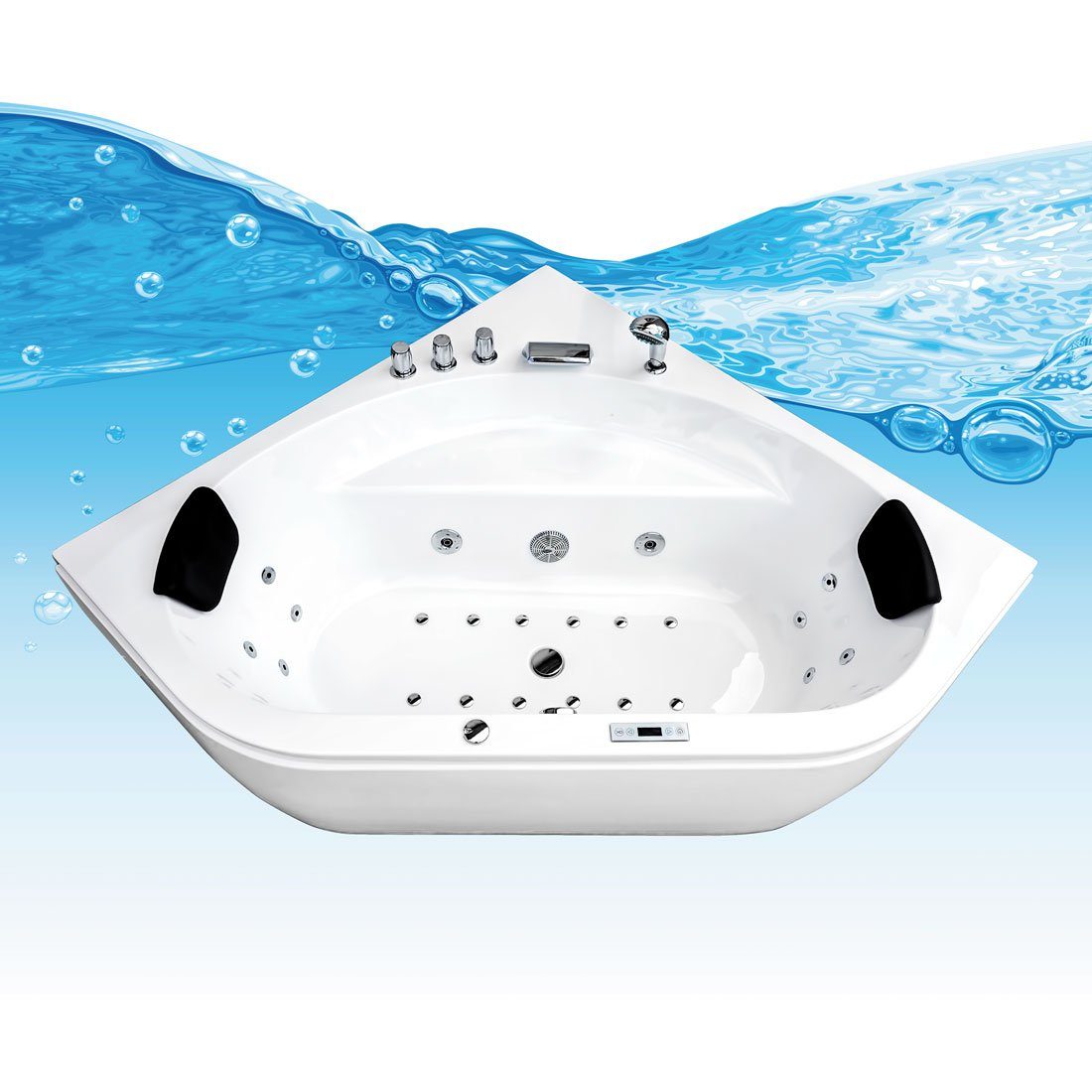 AcquaVapore Whirlpool-Badewanne Whirlpool Badewanne Eckwanne W20H-ALL 140x140cm