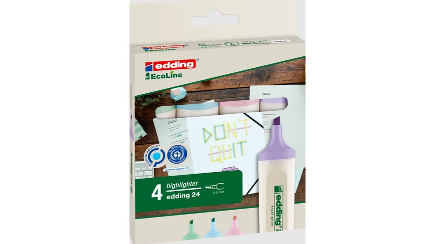 edding 24 EcoLine Textmarker 4er-Set pastellfarben