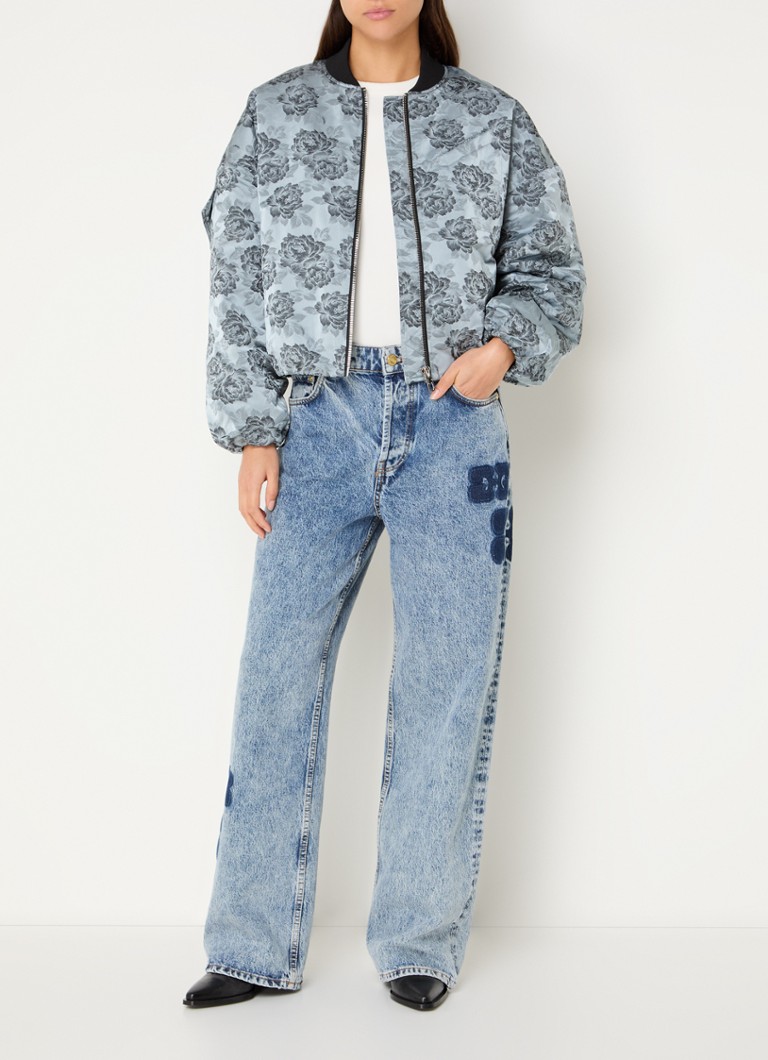 Jachetă de aviator Ganni din jacquard cu buzunare laterale.