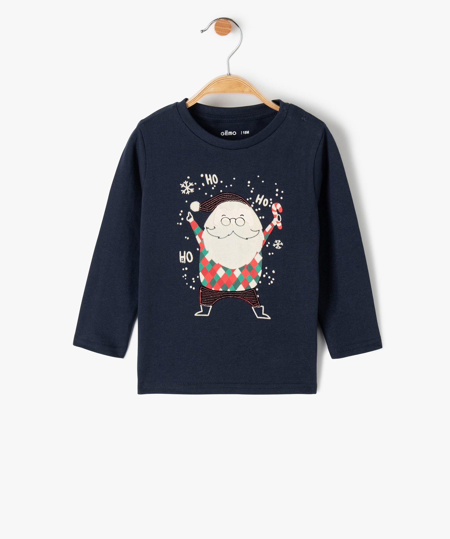 Tee-shirt bébé à manches longues avec motifs de Nol vert | GEMO