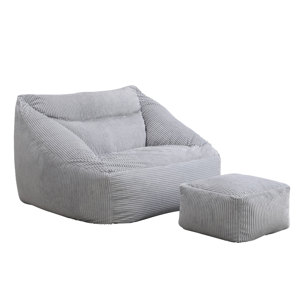 Home Deluxe Sitzsack mit Hocker COZY – Hellgrau