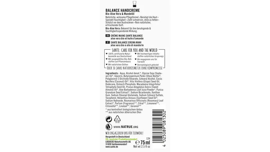 SANTE Handcreme Balance 75 ml