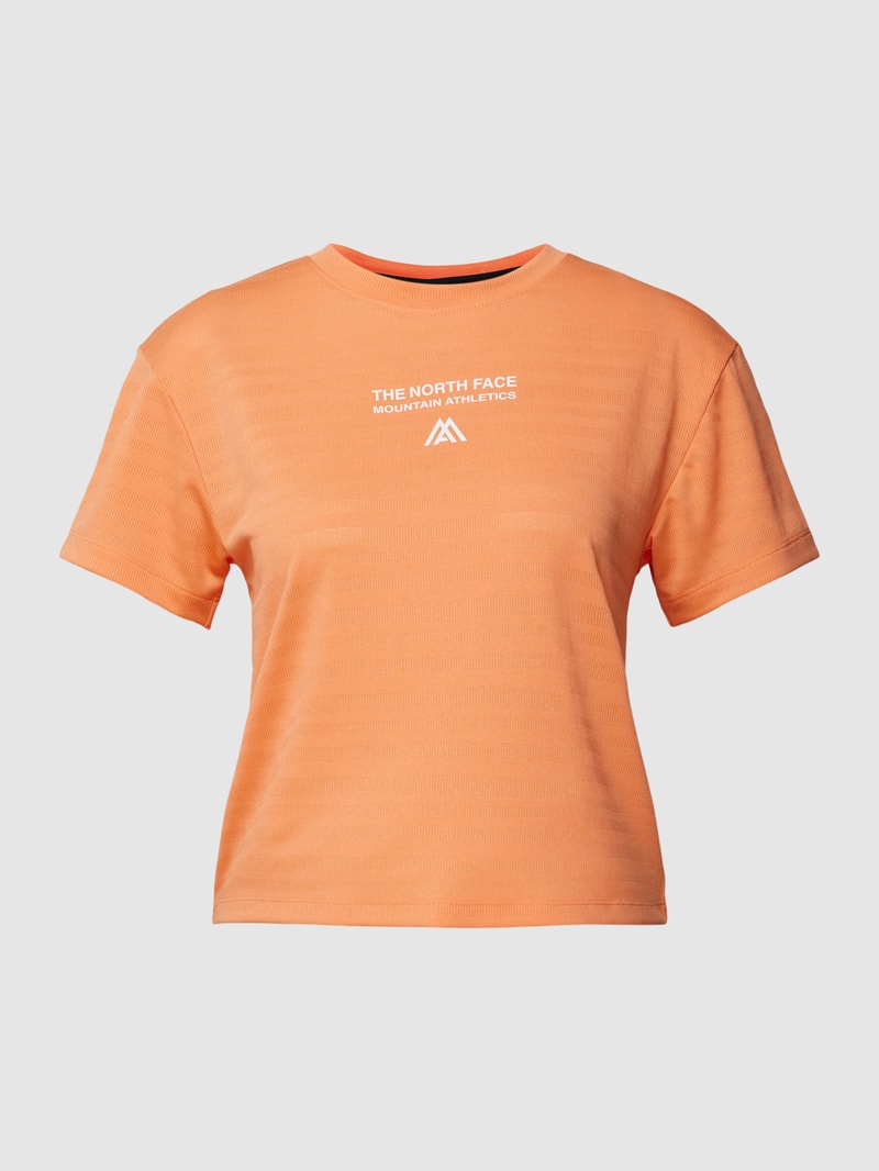 Cropped T-Shirt mit Label-Print in orange