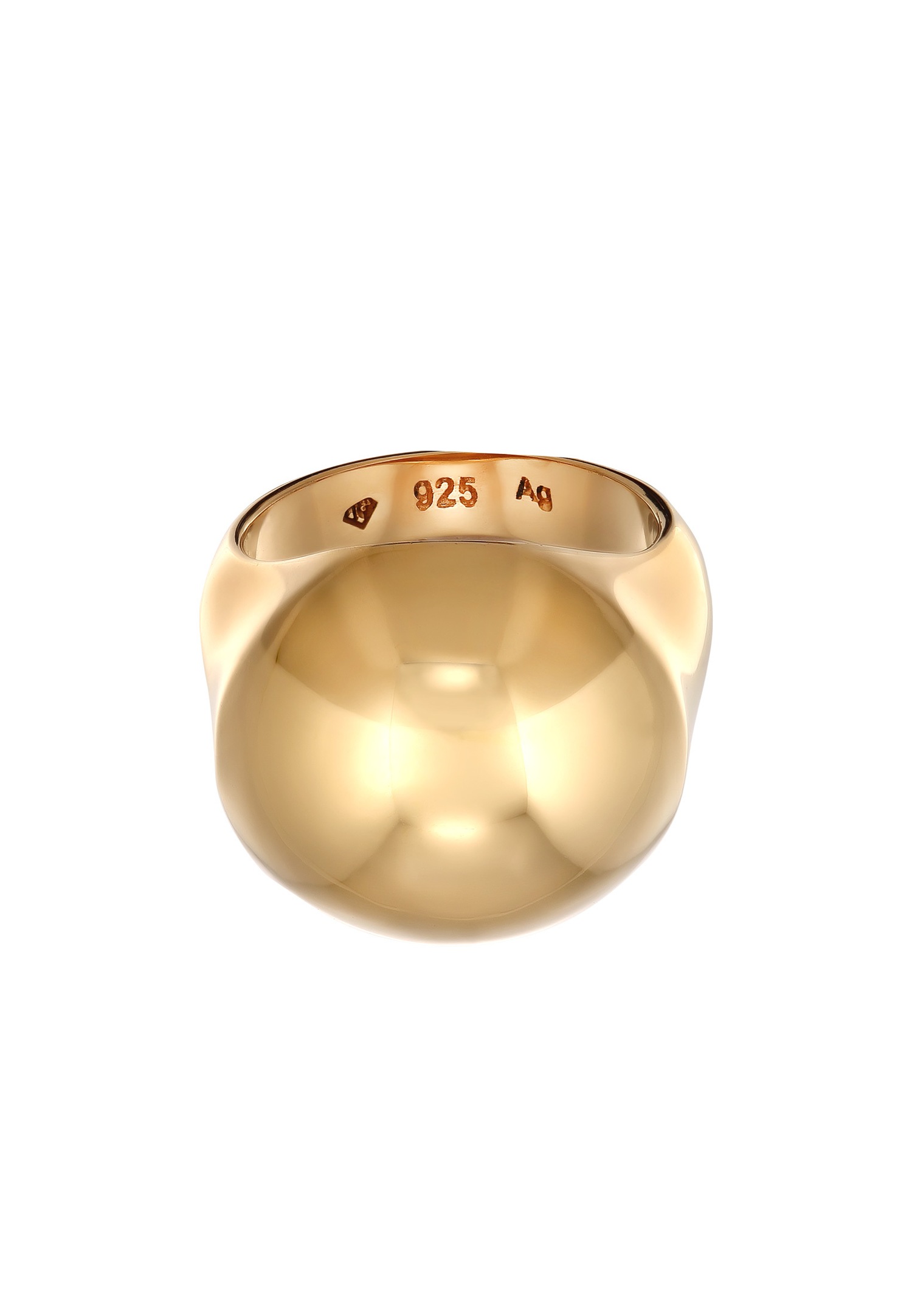 Anello con sigillo Elli PREMIUM da donna, in argento sterling 925 placcato oro, ideale per feste e Capodanno.