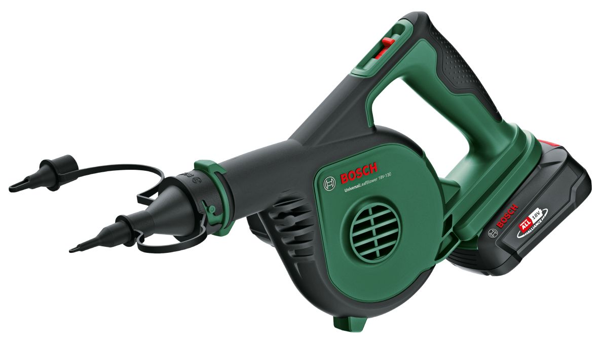 Soplador de hojas universal Bosch Green 06008A0601 de 18 V-130 V, inalámbrico. No incluye baterías ni cargador.