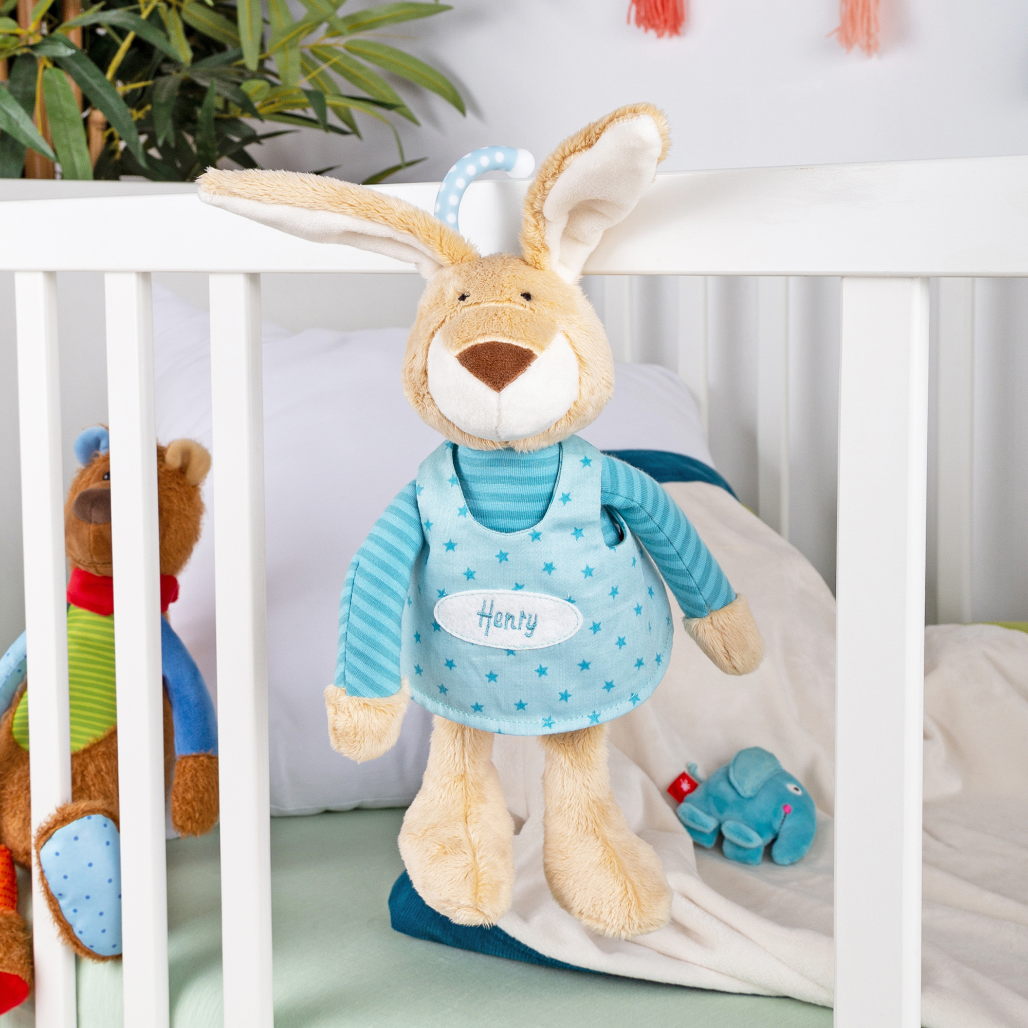 Namensspieluhr Hase türkis