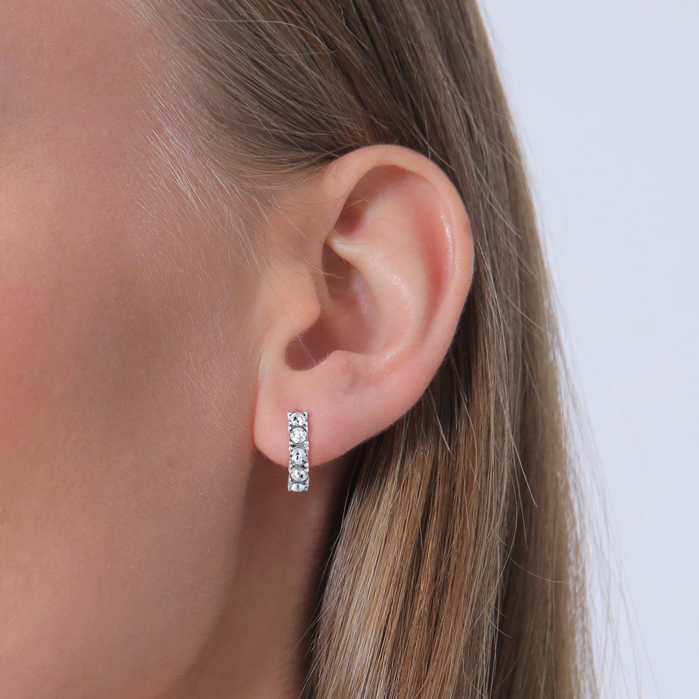 Elli Elli Boucles d'Oreilles Femmes créoles avec cristaux bleu en argent sterling 925 Boucles d'oreilles