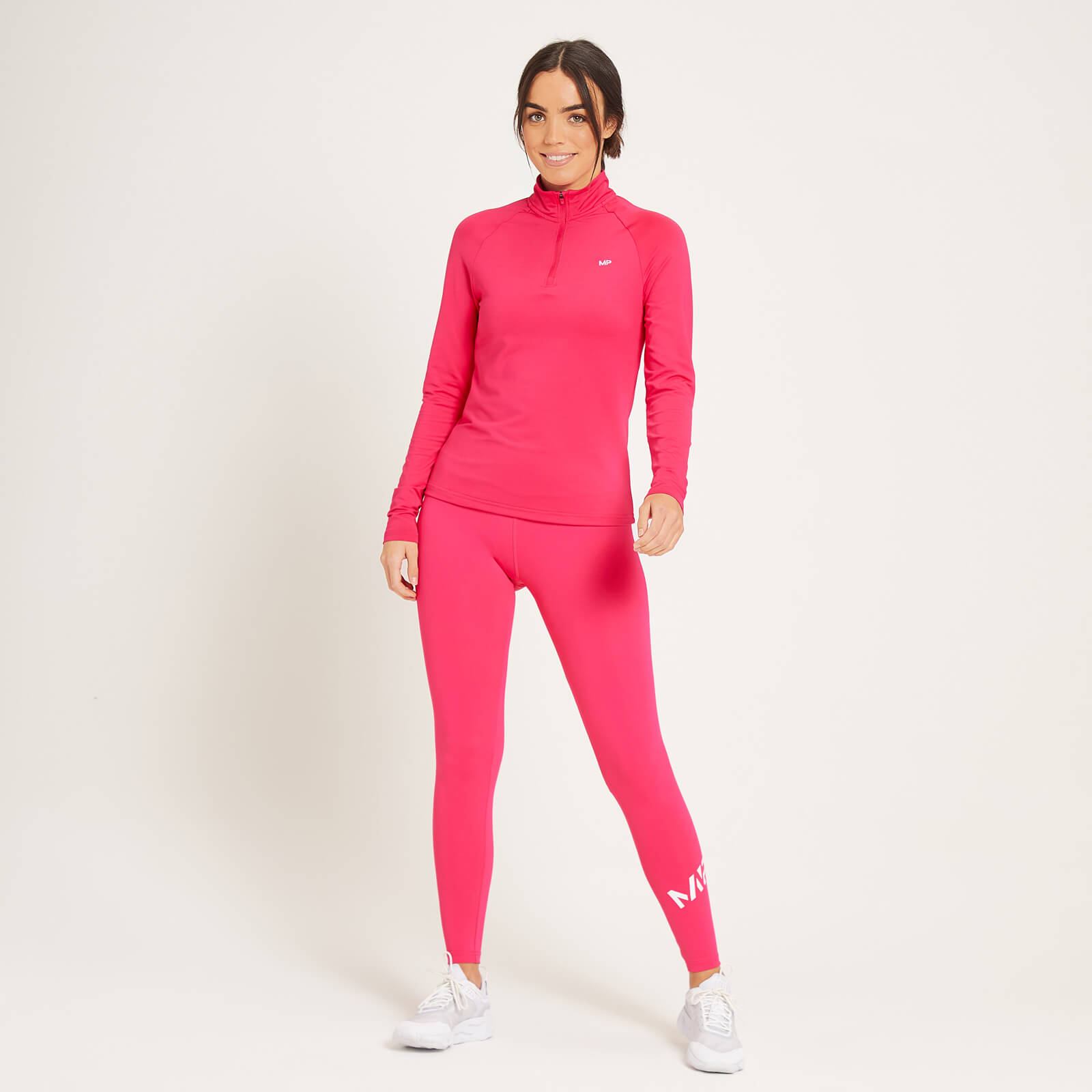 Haut d’entraînement à fermeture éclair ¼ coupe slim MP pour femmes – Magenta