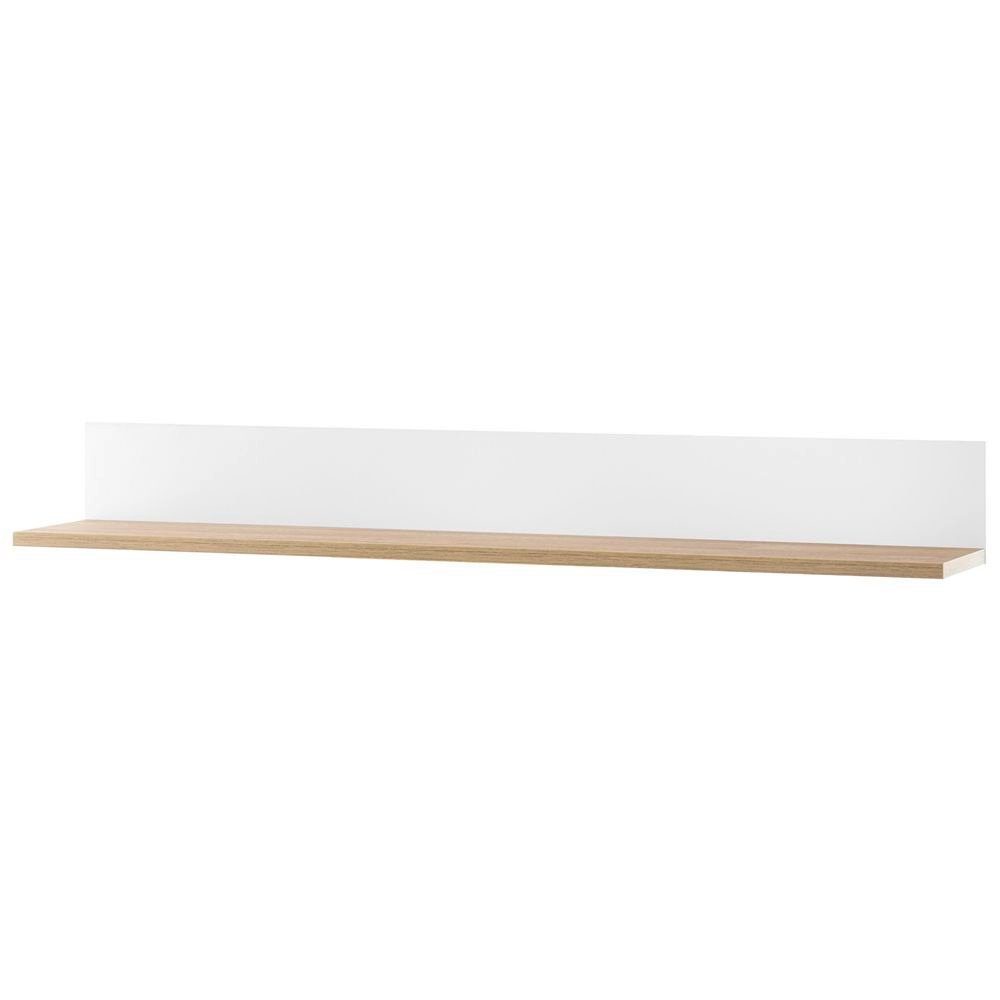 Lomadox Wohnwand CHUR-61, weiß mit Eiche hell inkl. LED-Beleuchtung 280/200/48