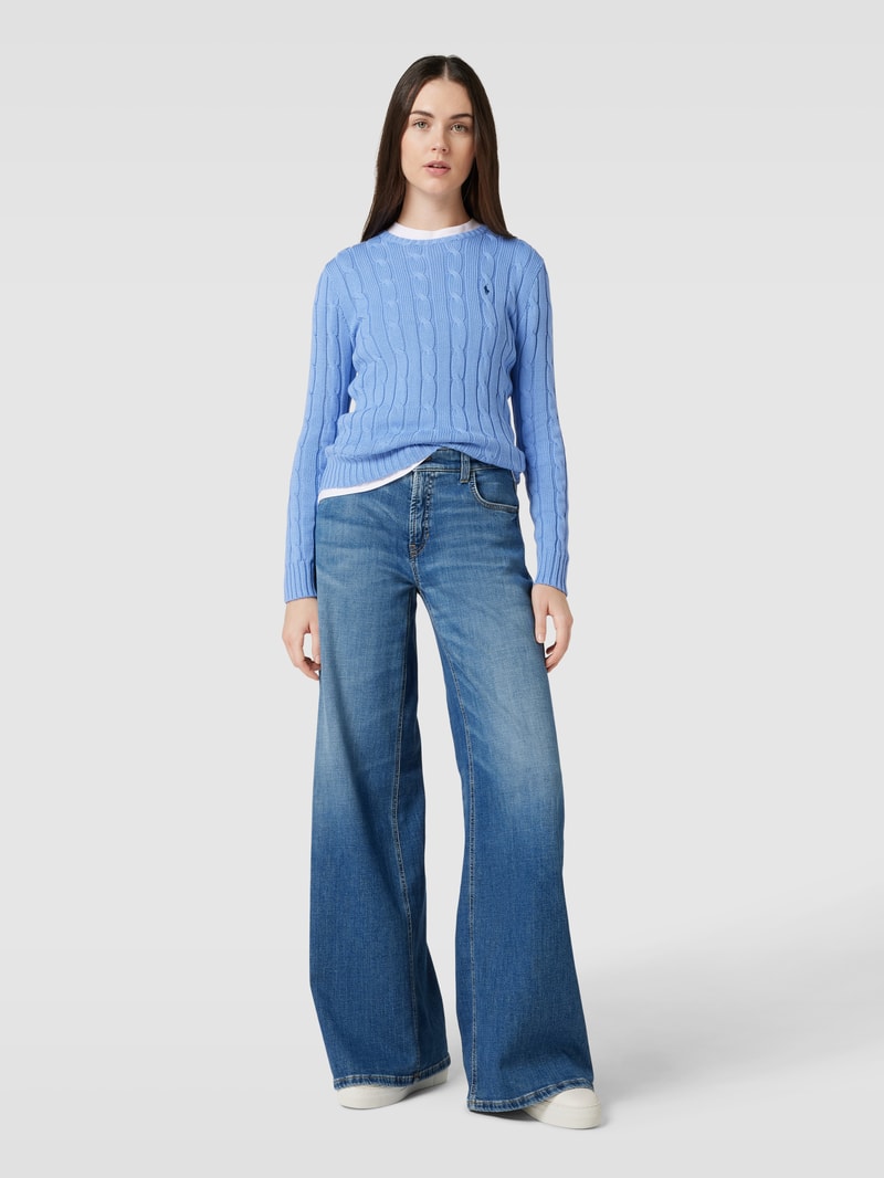Strickpullover mit Zopfmuster Modell 'JULIANNA' in blau