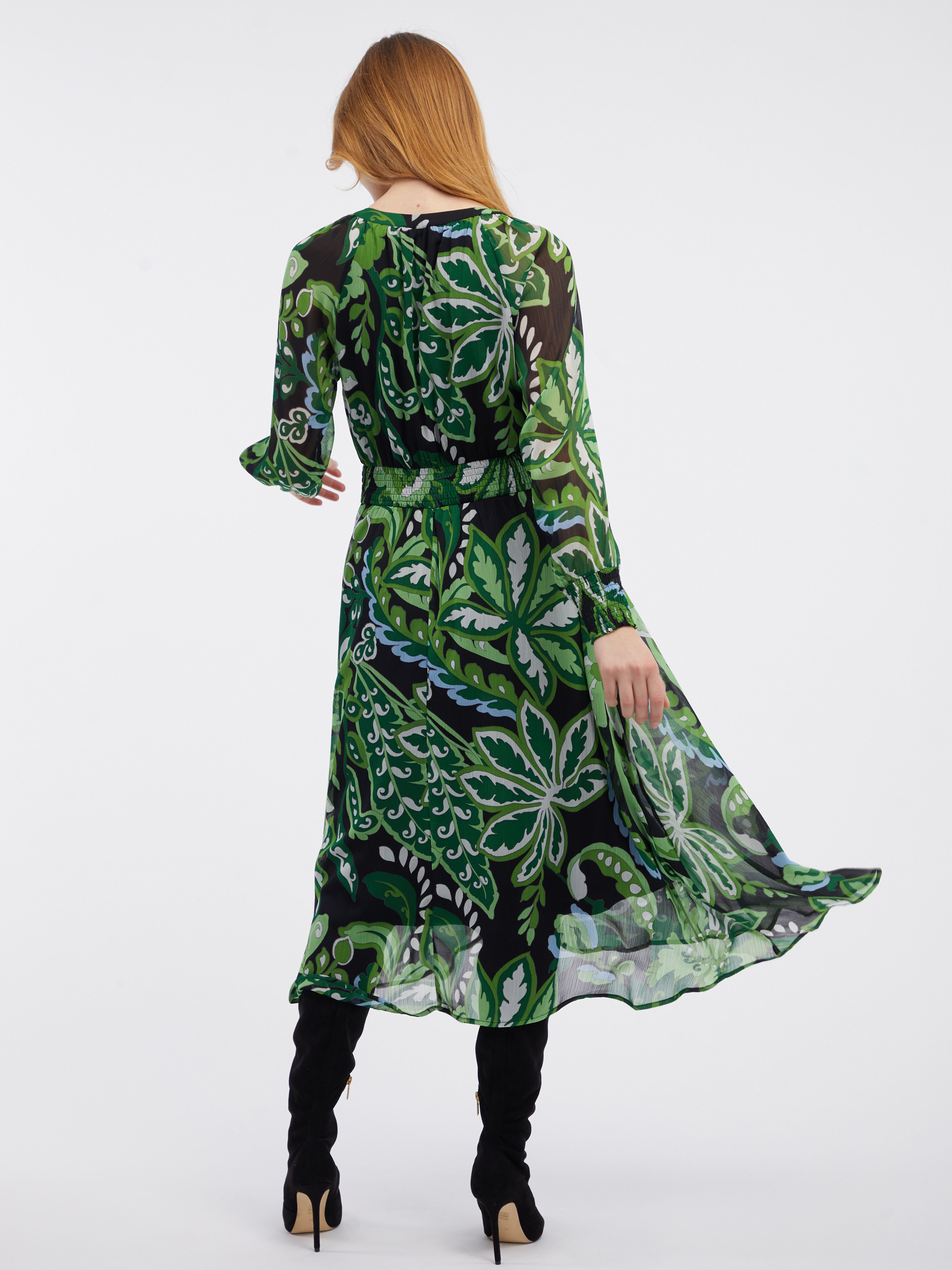 Grünes Damen-Blumenkleid ORSAY