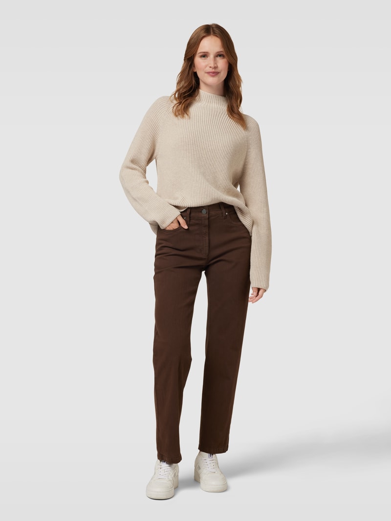 Straight Fit Jeans im 5-Pocket-Design Modell 'Greta' in dunkelbraun