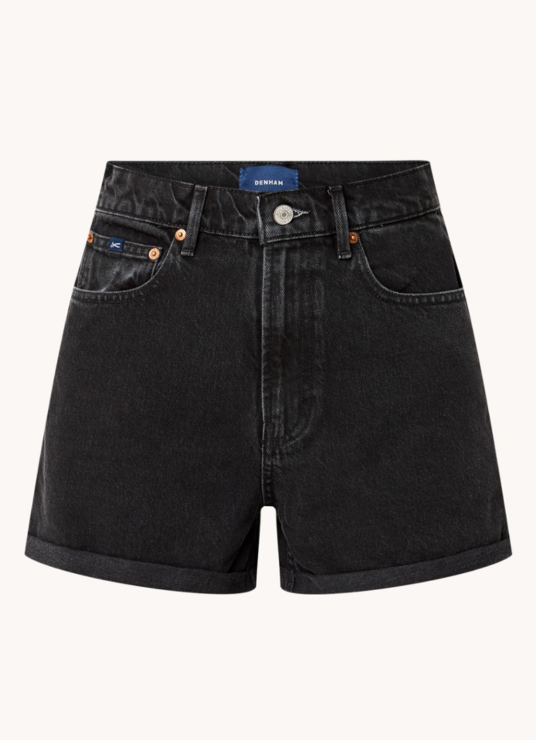 Denham Rini, pantaloni scurți din denim cu talie înaltă și croială dreaptă