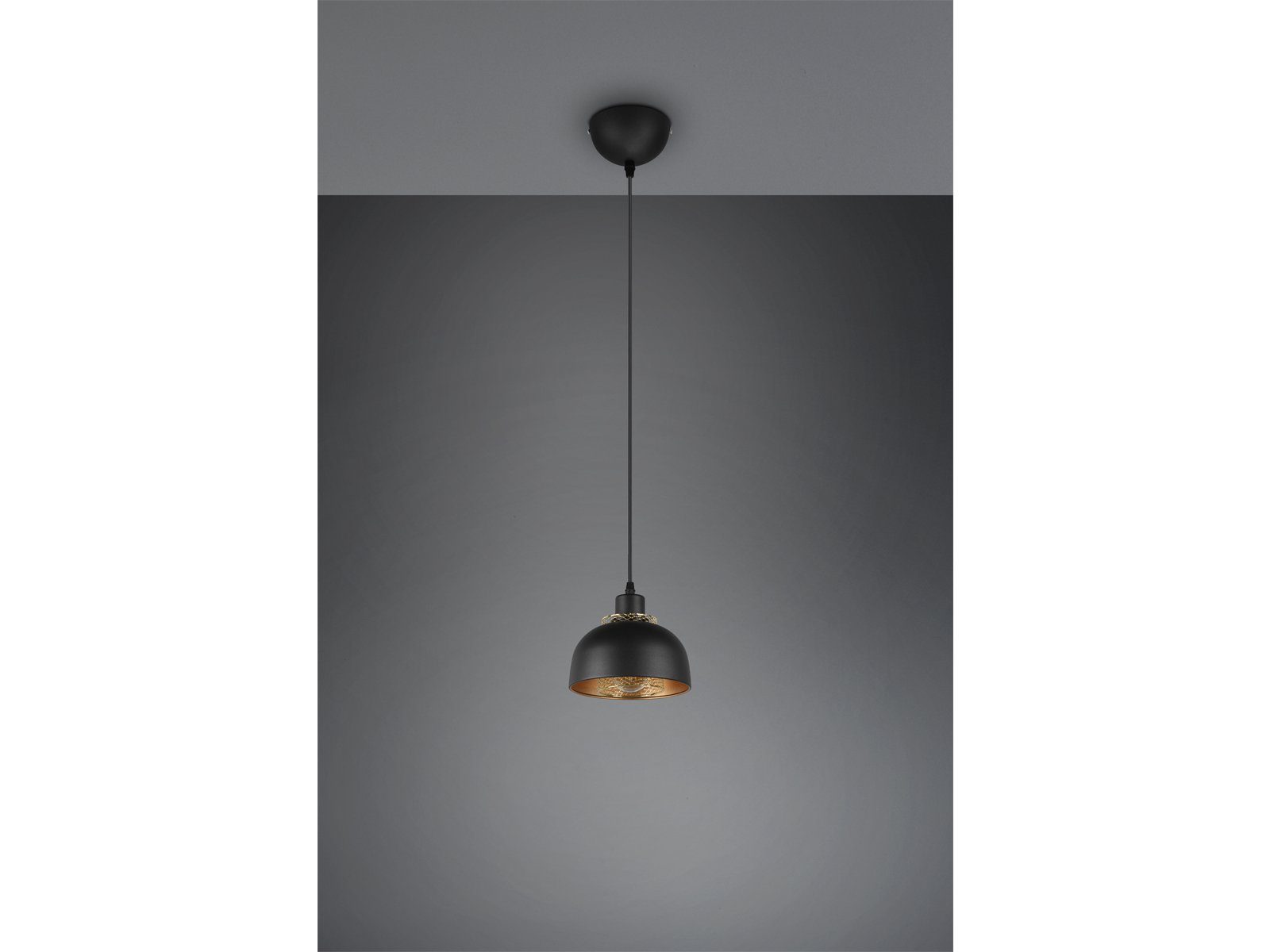 meineWunschleuchte LED Pendelleuchte, Dimmfunktion, LED wechselbar, warmweiß, Designer Esstischlampe einflammig über Kücheninsel Schwarz Gold, 18cm