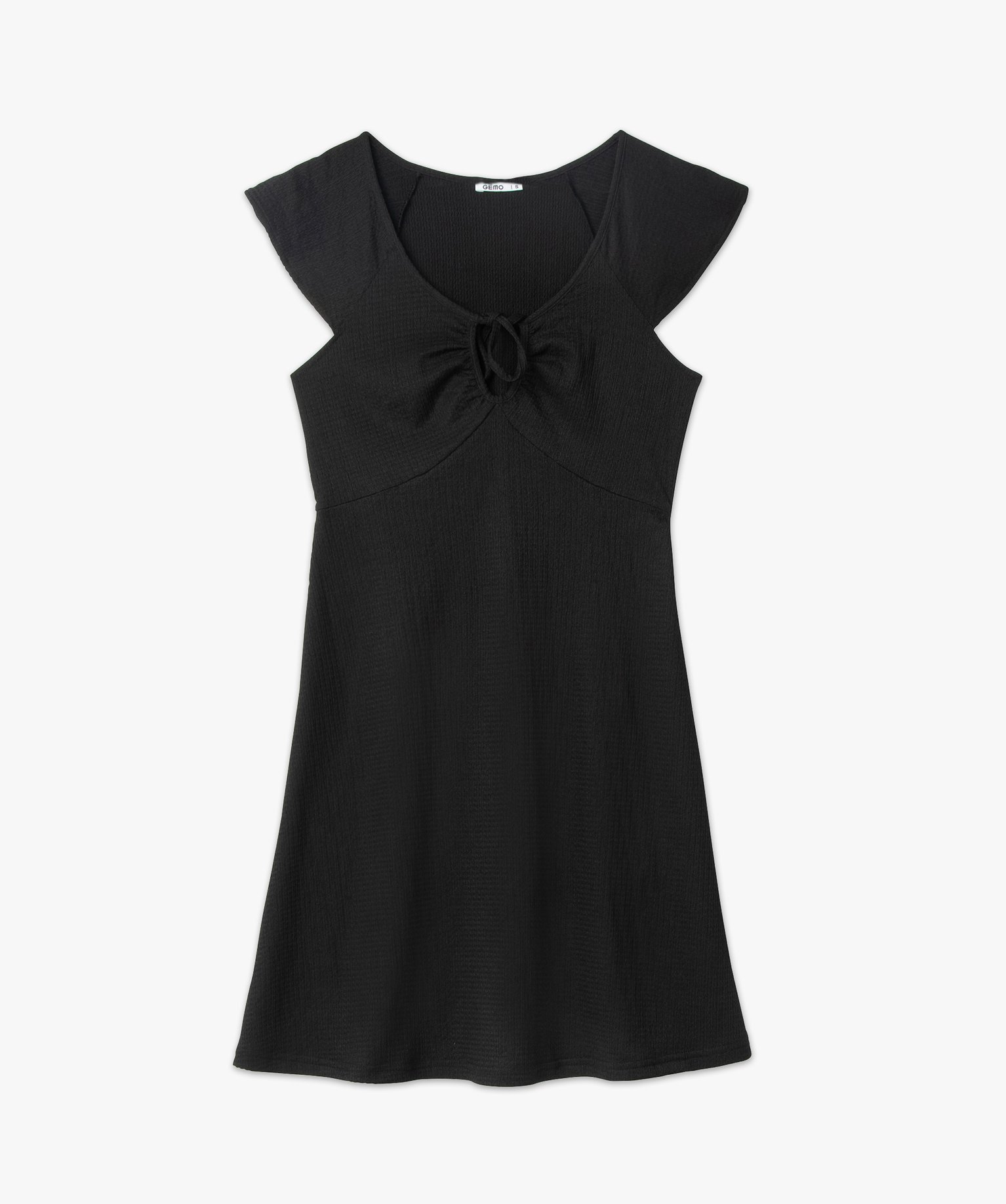 Robe femme à manches courtes avec ouverture goutte noir | GEMO