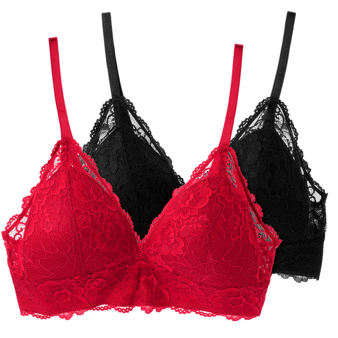 2 Damen Bralette-BHs aus floraler Spitze