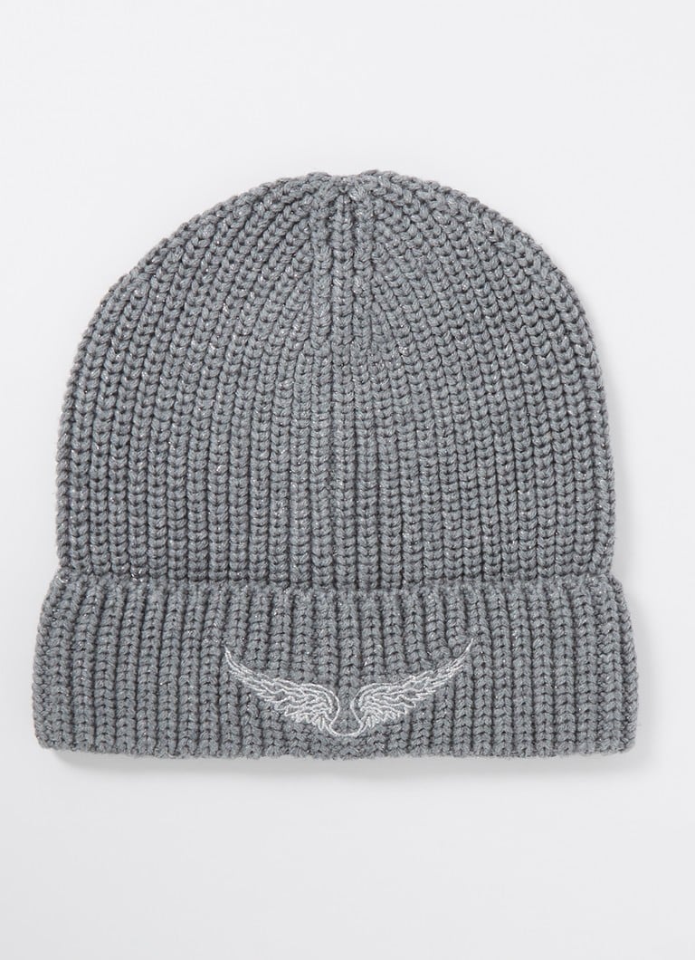 Șapcă Zadig&Voltaire din tricot cu nervuri, cu o notă de cașmir și logo brodat.