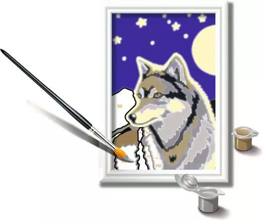CreArt Wolfsportrait - Malen nach Zahlen für Kinder ab 7 Jahren