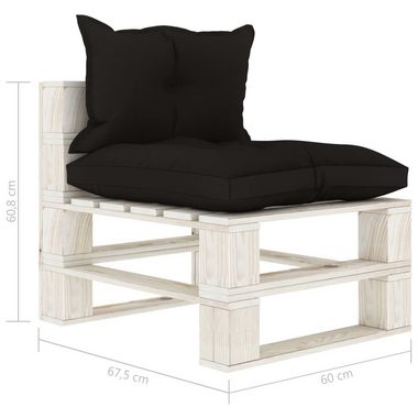 vidaXL Loungesofa Garten-Paletten-Mittelsofa mit Kissen in Schwarz Holz, 1 Teile