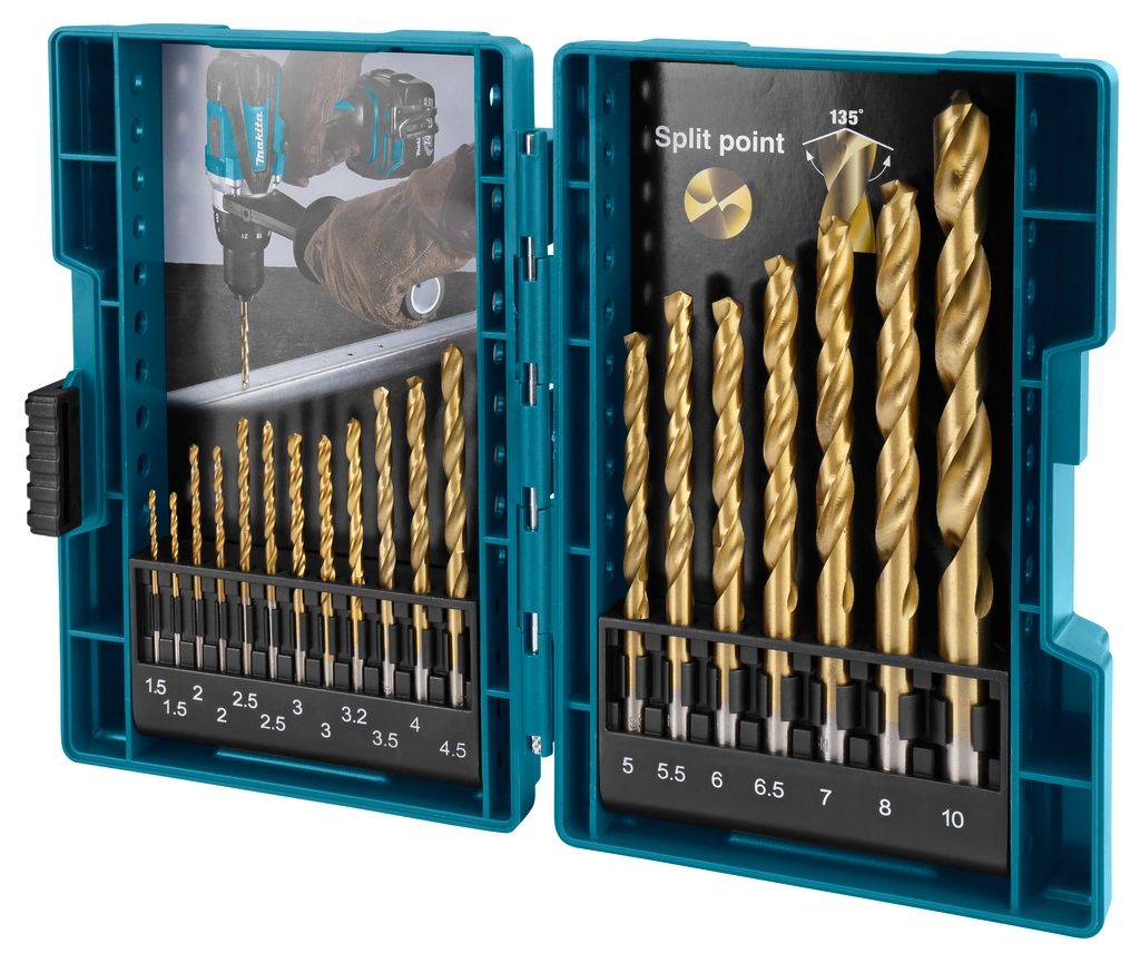 Zestaw wierteł do metalu HSS-TiN Makita Accessories D-67527, 19 elementów