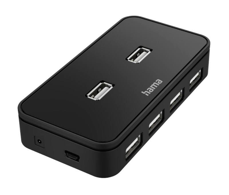 Hama USB Hub mit Netzteil 200123 7 Ports USB 2.0 480 Mbit/s