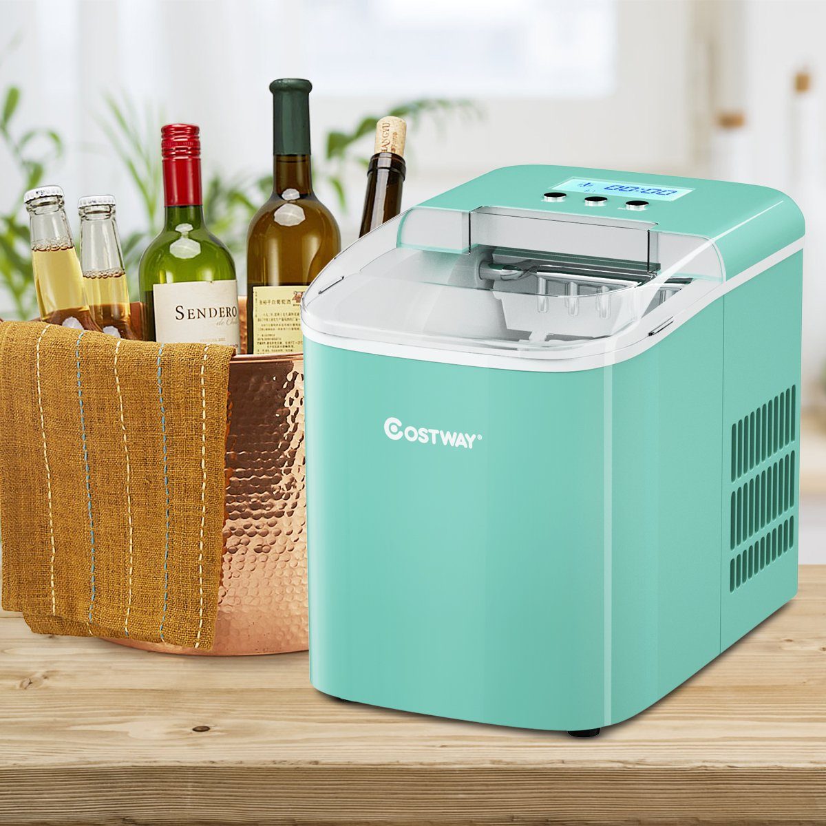 COSTWAY Eiswürfelmaschine, Eiswürfel in 7min, 12kg in 24H, Eiswürfelschaufel