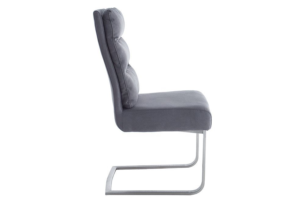 riess-ambiente Freischwinger COMFORT vintage grau / silber, Esszimmer · Microfaser · Edelstahl · Industrial