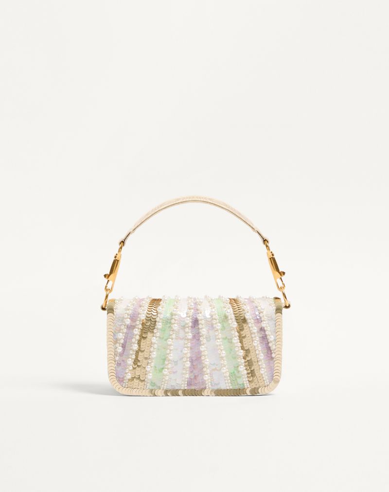 Bolsa de ombro pequena Valentino Garavani Locò bordada com logotipo de joia