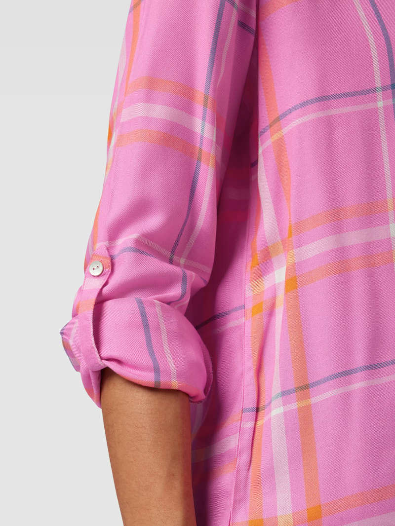 Bluse mit Tunikakragen in pink