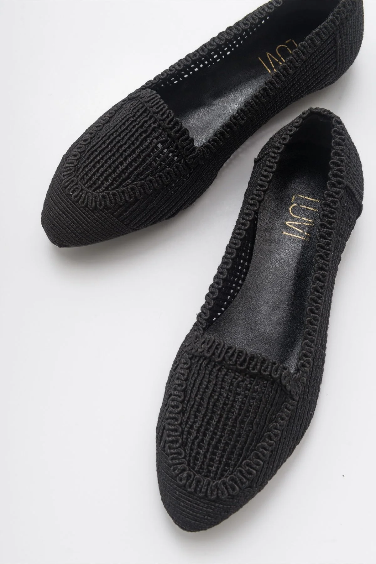 LuviShoes  Schwarze gestrickte Ballerina-Schuhe für Damen 101