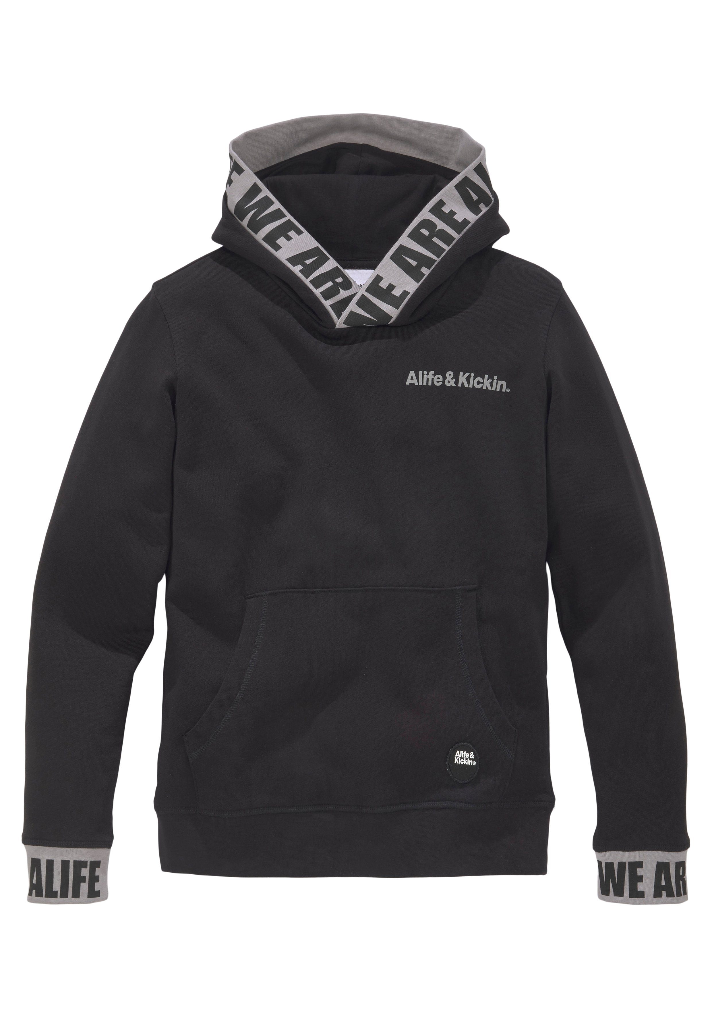 Alife & Kickin Kapuzensweatshirt Rückenprint und beschrifteten Bündchen, NEUE MARKE!