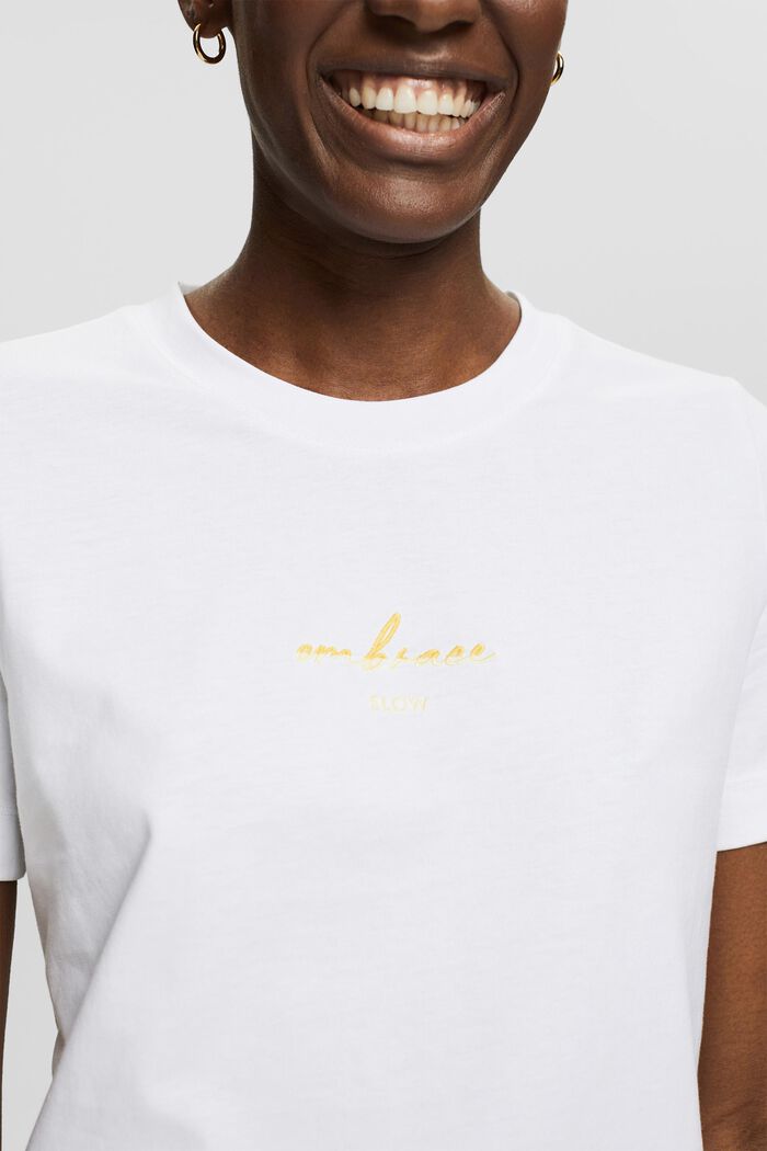T-Shirt mit Wording-Stickerei, Bio-Baumwolle