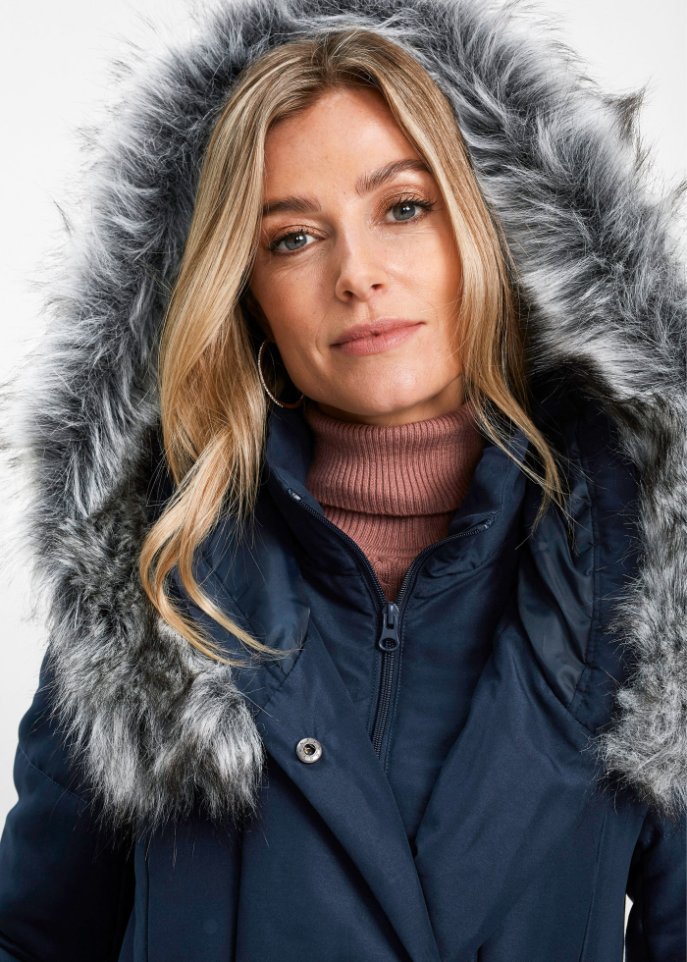 Longjacke mit Fellimitat