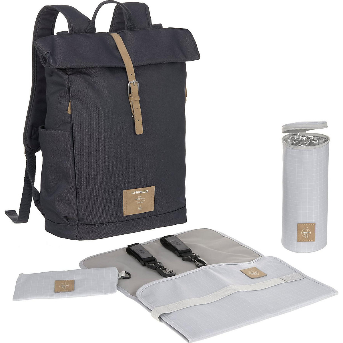 Wickelrucksack Rolltop denim blue, inkl. Zubehör & Wickelunterlage