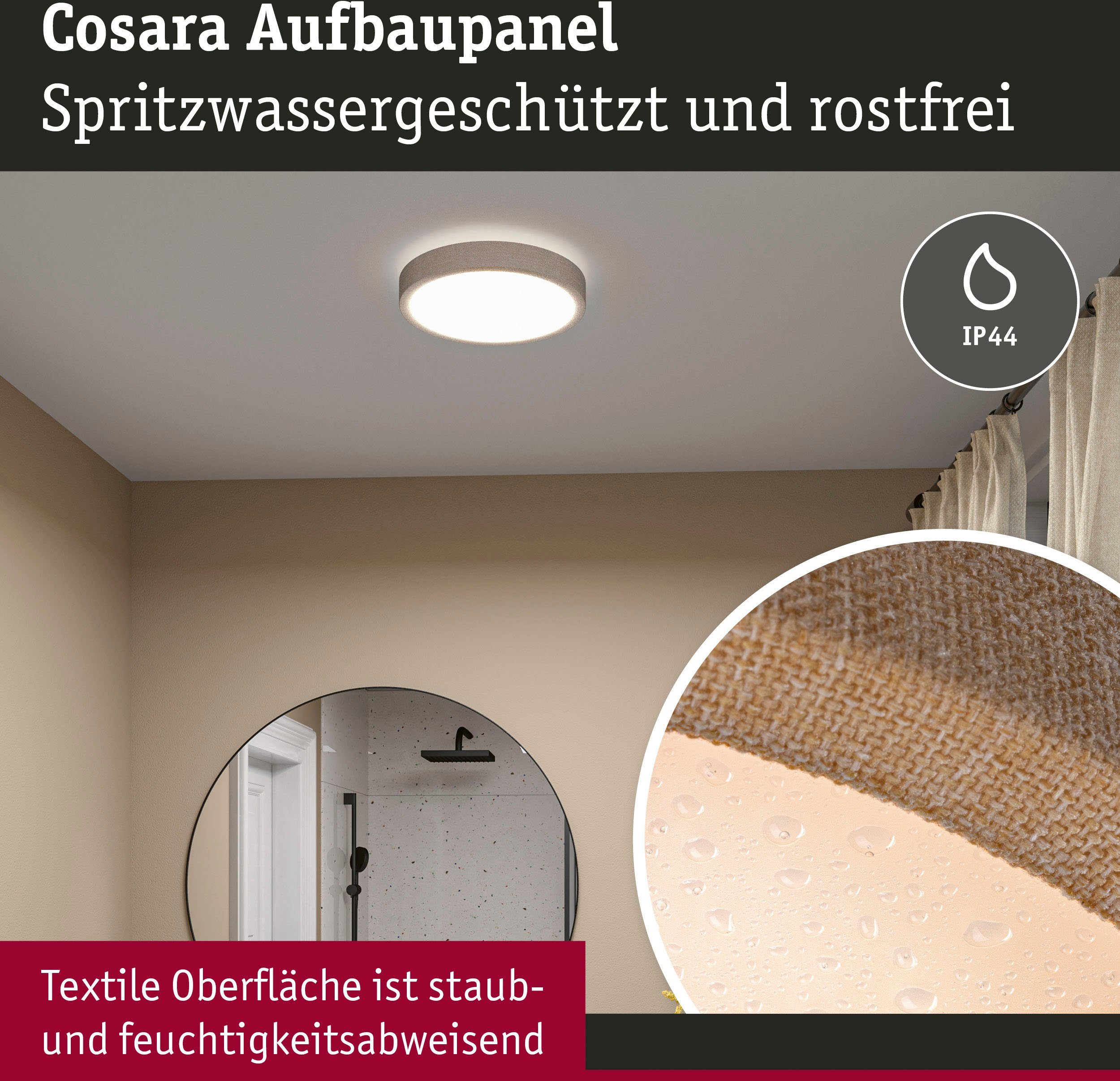 Paulmann LED Panel Cosara 15W 3000K 300mm beige IP44, LED fest integriert, Warmweiß