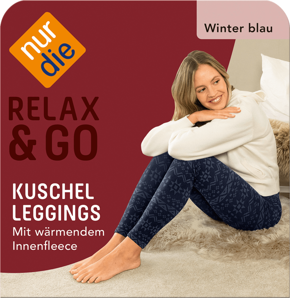 Kuschel Leggings mit Norweger-Muster blau Gr. 40/42, 100 DEN, 1 St