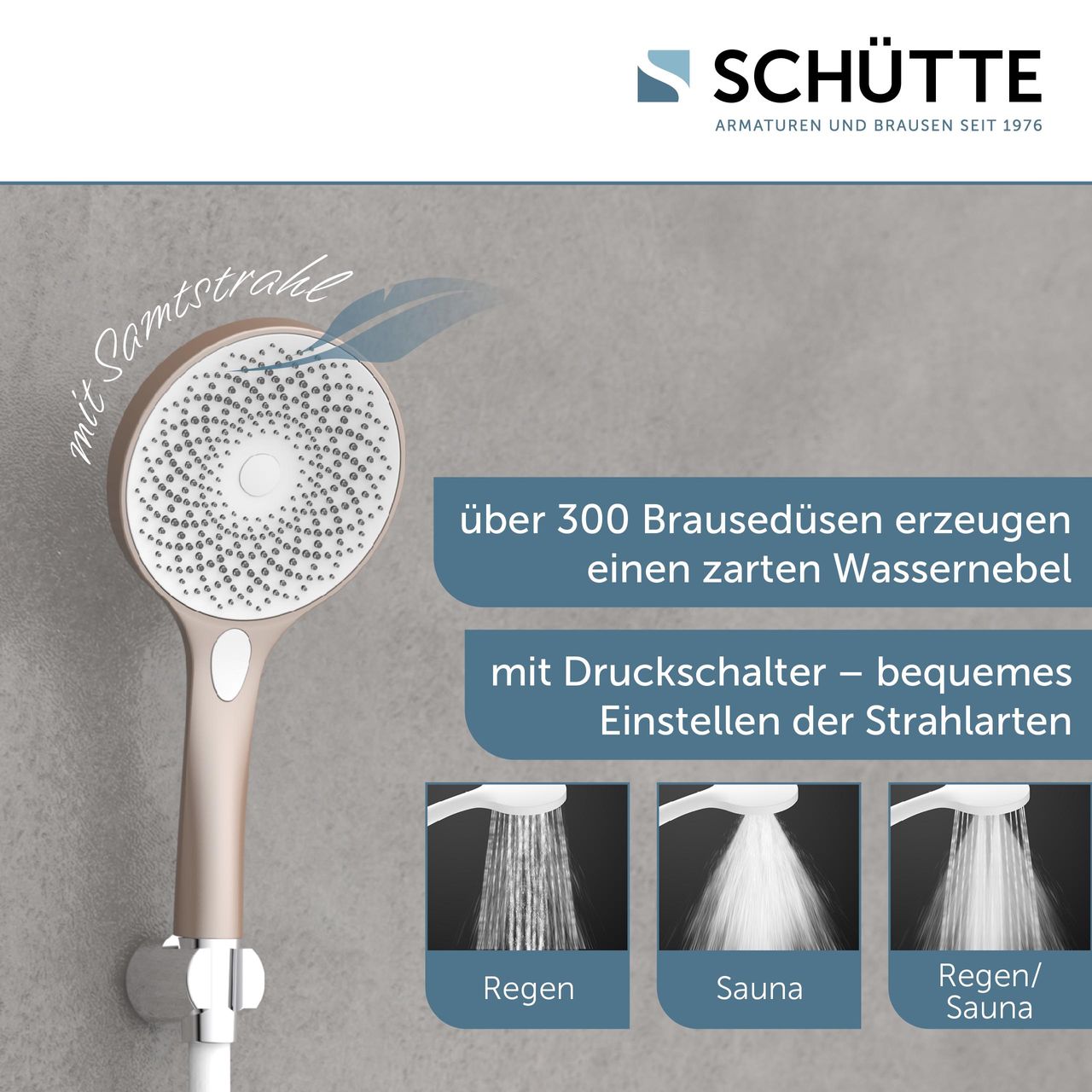 Schütte CAPRI Handbrause, Rosé matt/Weiß
