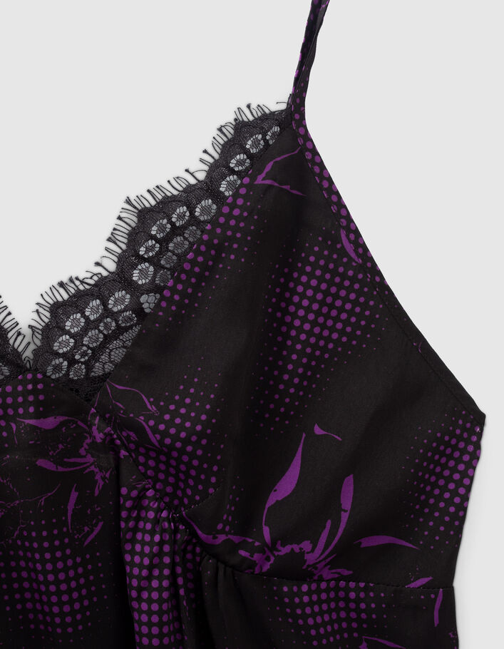 Top noir esprit lingerie imprimé dandy flower Femme