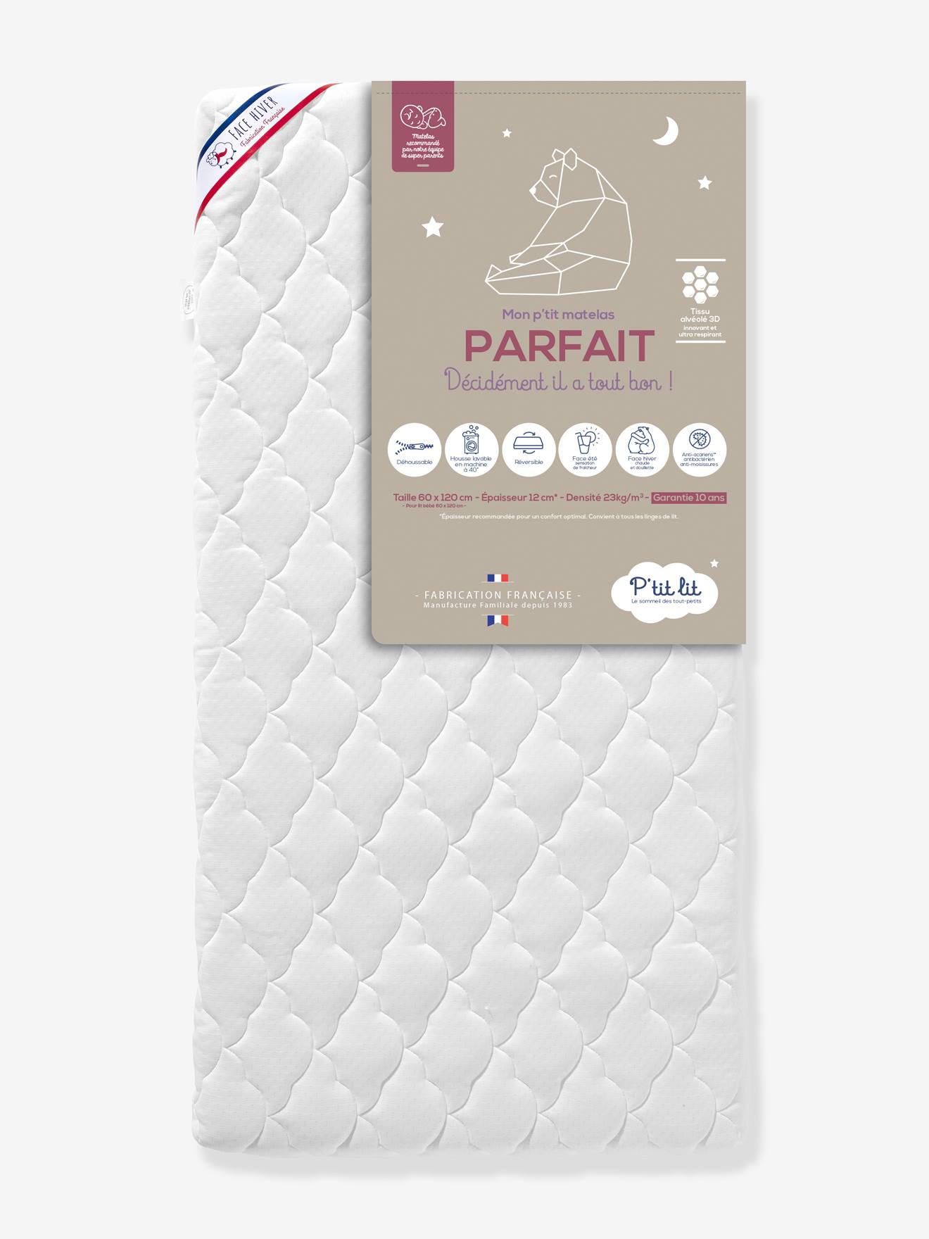 P'tit lit Baby Matratze Parfait P'TIT LIT, Bezug abnehmbar - weiß