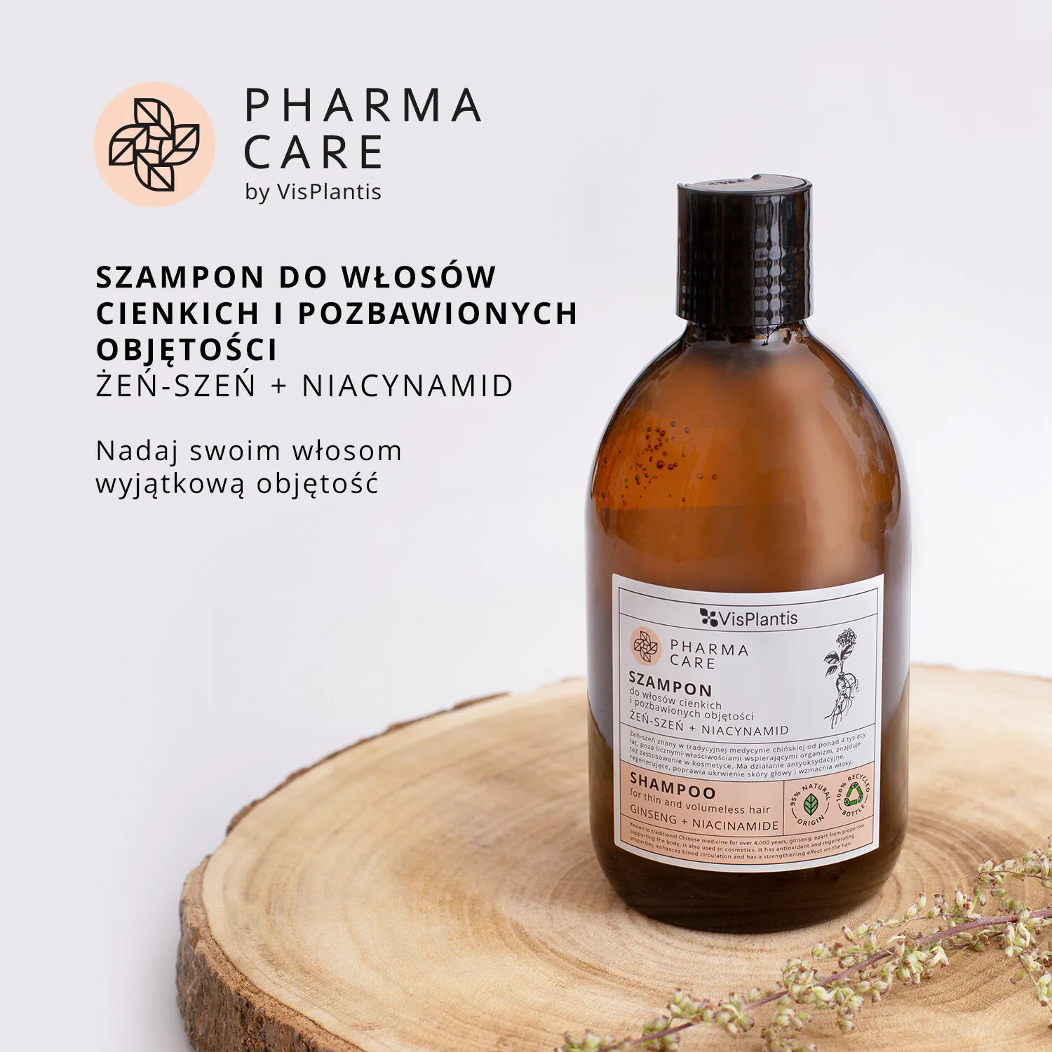 Vis Plantis PharmaCare шампон за танку и безволуменску косу са гинсенгом и ниацинамидом