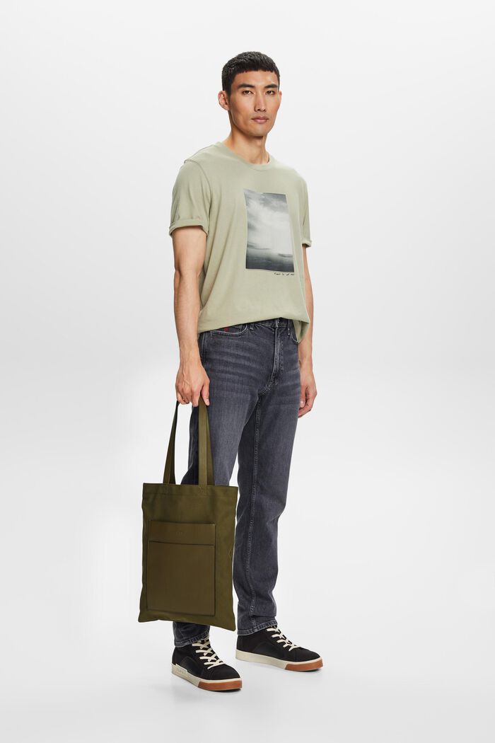 Tote aus Baumwollcanvas mit Details in Lederoptik